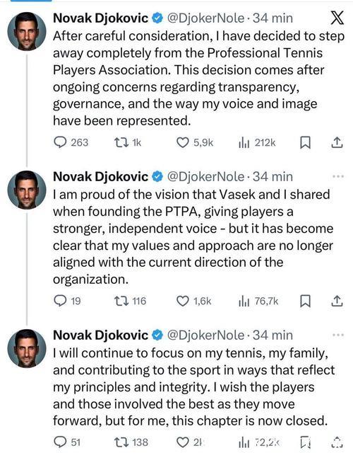 德约科维奇宣布离开职业网球运动员协会 德约科维奇宣布离开职业网球运动员协会